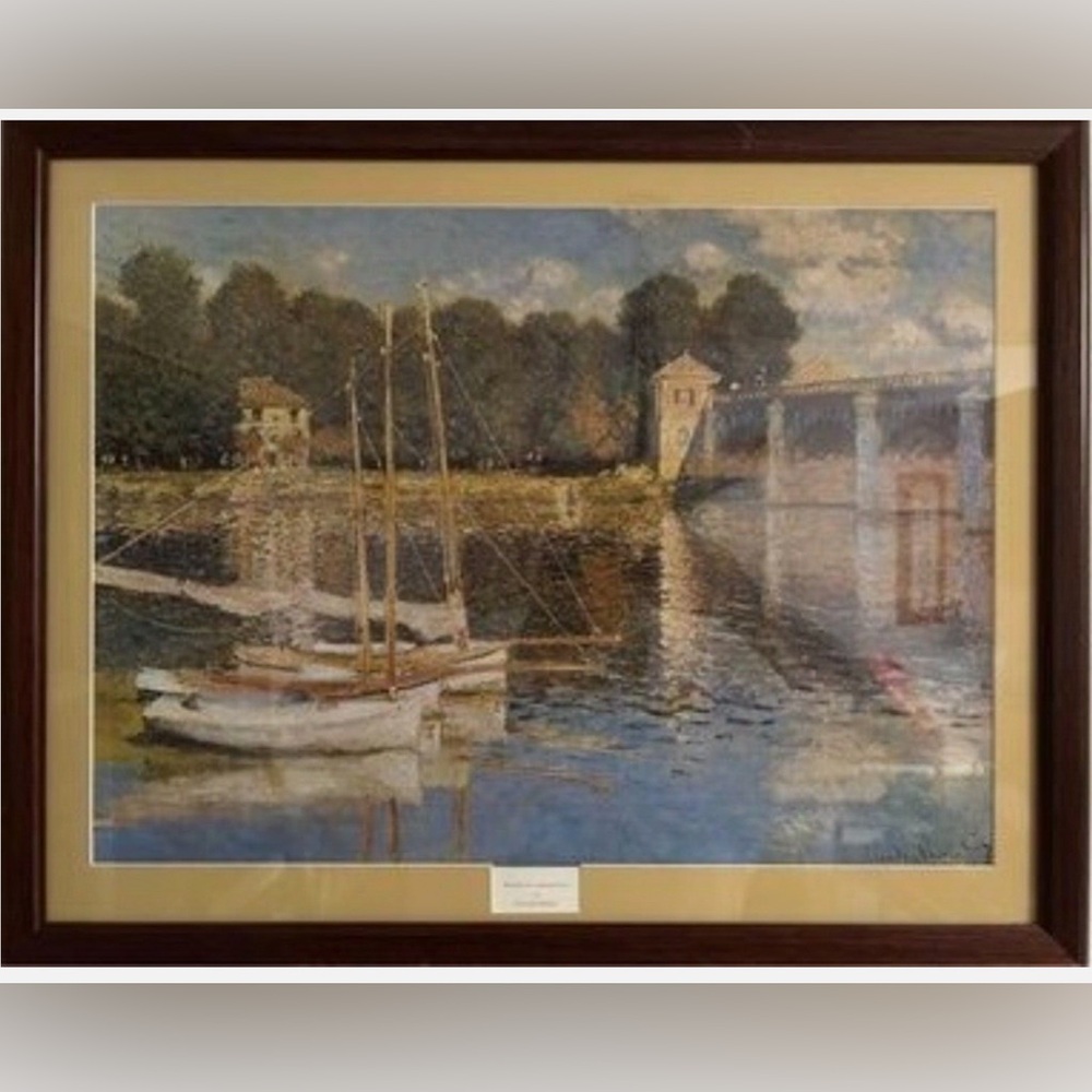 Claude Monet Framed Print Bridge at Argenteuil" Matted 25X21.5” 1992